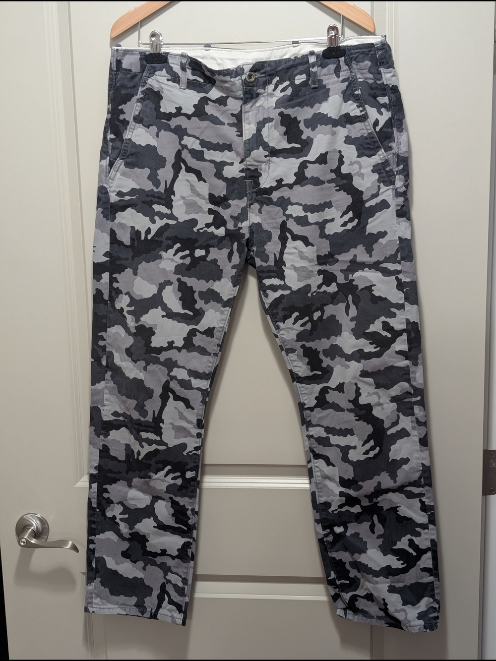 Men's Gray Camouflage Cotton Blend Pants